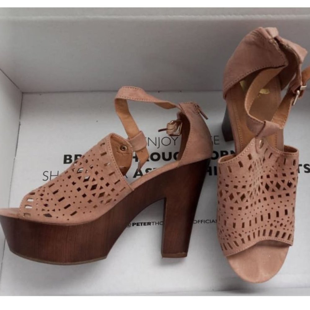 2 for $25! Report Soda Pink Perforated Peeptoe Platform Sandal